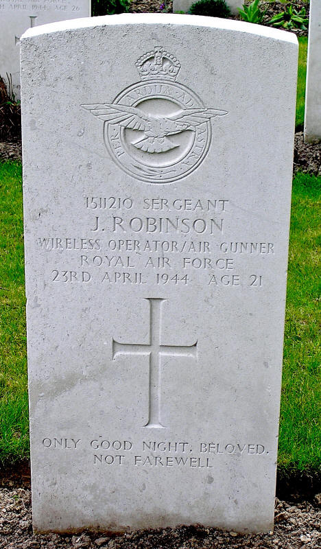 Sgt John Robinson<br /><br /><br />died on active duty - April 23rd, 1944